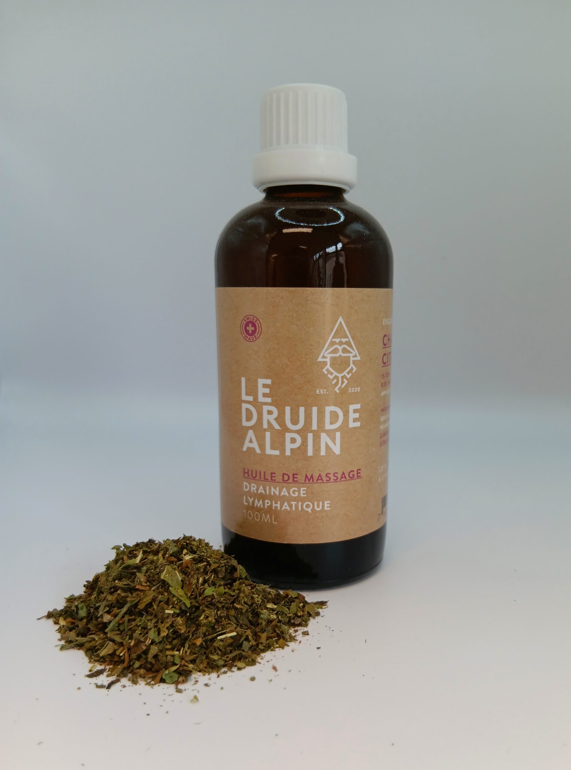 Huile de massage drainage lymphatique 100ml Le Druide Alpin